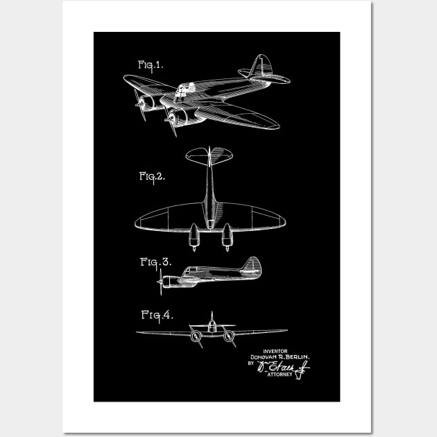 Airplane Vintage Patent Hand Drawing Wall Art by TheYoungDesigns